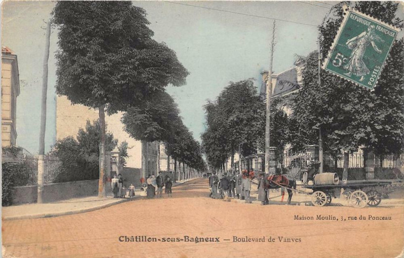 Carte postale ancienne Chatillon Sous Bagneux Boulevard De Vanves (cliché colorisé à Châtillon