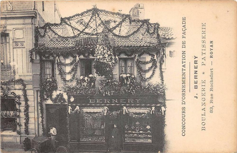 Carte postale ancienne Royan Boulangerie Patisserie J.bernery 83 Rue Rochefort Concours D'Orneme à Royan