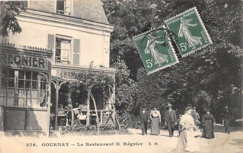 Carte postale ancienne Gournay Le Restaurant H.regnier