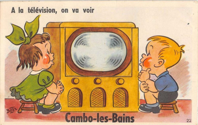 Carte postale ancienne Cambo Les Bains Jolie Cpa A Systeme Avec Plusieurs Vues A La Television O à Cambo-les-Bains