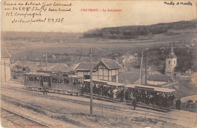 Carte postale ancienne Chavigny Le Suburbain (Train Beau Plan à Chavigny