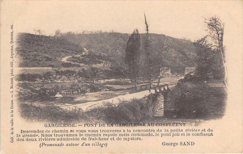 Carte postale ancienne Gargilesse Pont De La Gargilesse Au Confluent  (dos non divisé)