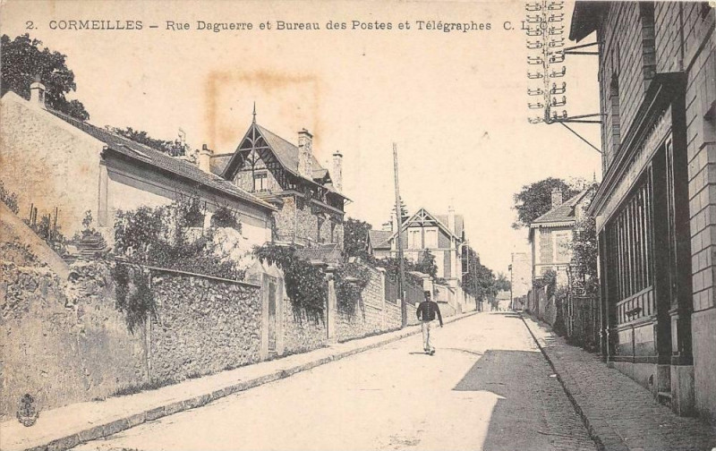 Carte postale ancienne Cormeilles Rue Daguerre Bureau Des Postes