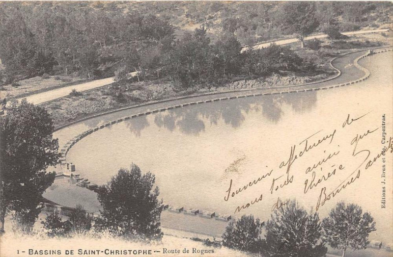 Carte postale ancienne Bassins De Saint Christophe Route De Rognes à Rognes