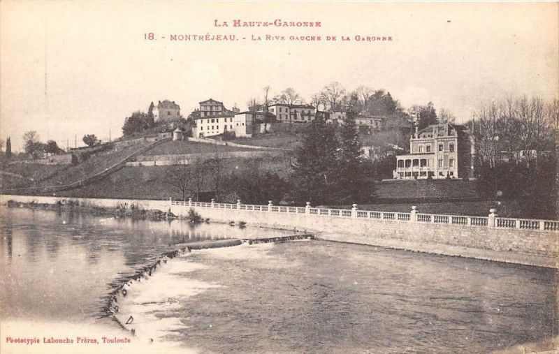 Carte postale ancienne Montrejeau La Rive Gauche Garonne à Montréjeau