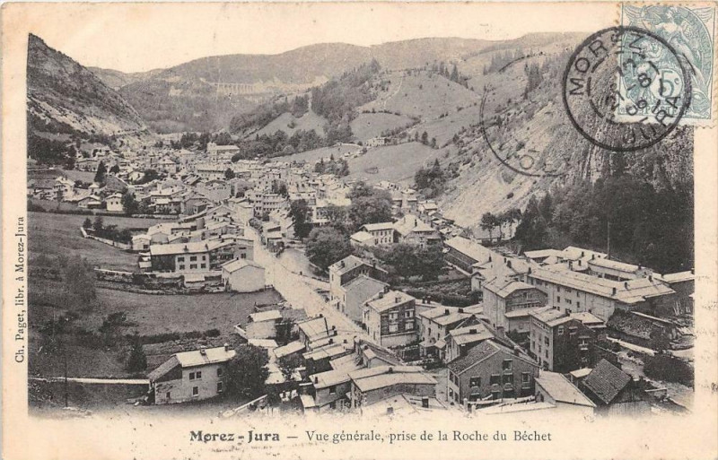 Carte postale ancienne Morez Jura Vue Generale Prise De La Roche Du Bechet