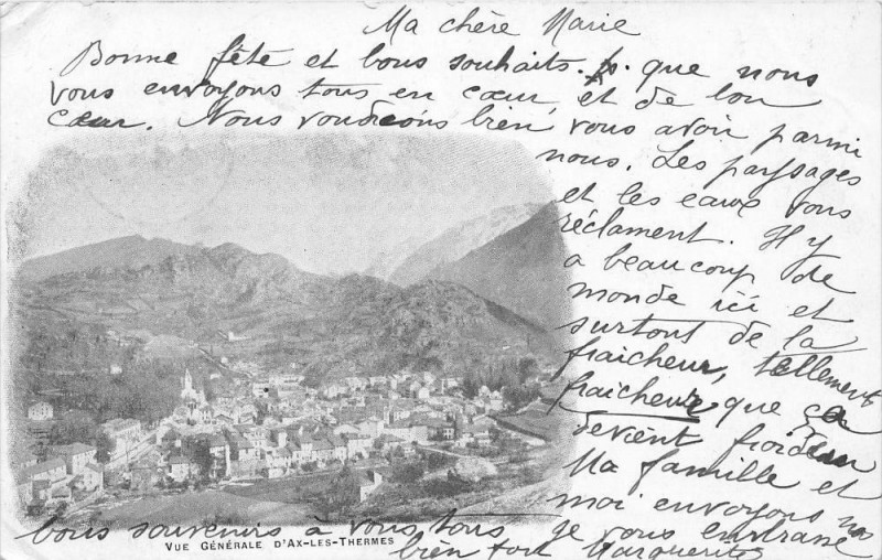 Carte postale ancienne 65 Vue Generale D'Ax Les Thermes (dos non divisé) Pionniere à Ax-les-Thermes