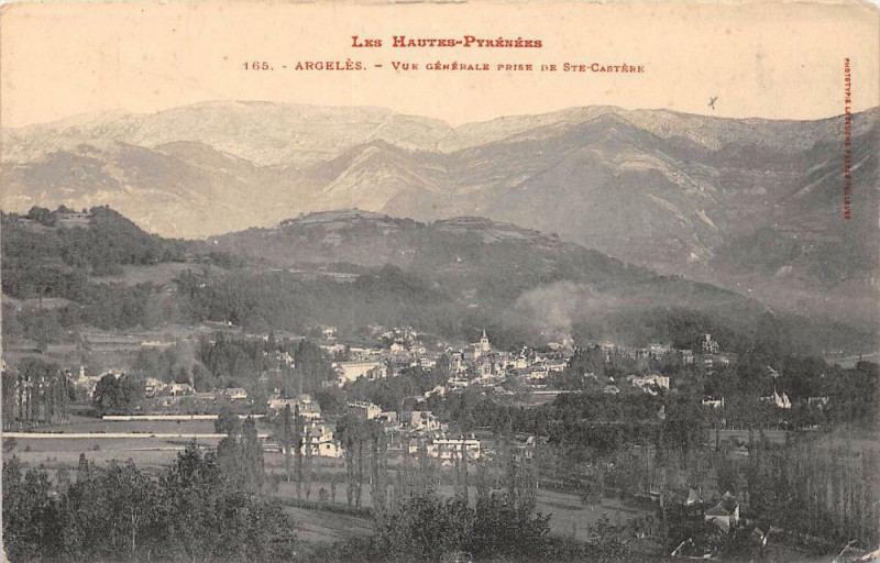 Carte postale ancienne Argeles Vue Generale Prise De Sainte-Castere à Ris