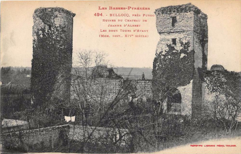 Carte postale ancienne Bellocq Ruines Du Chateau à Bellocq