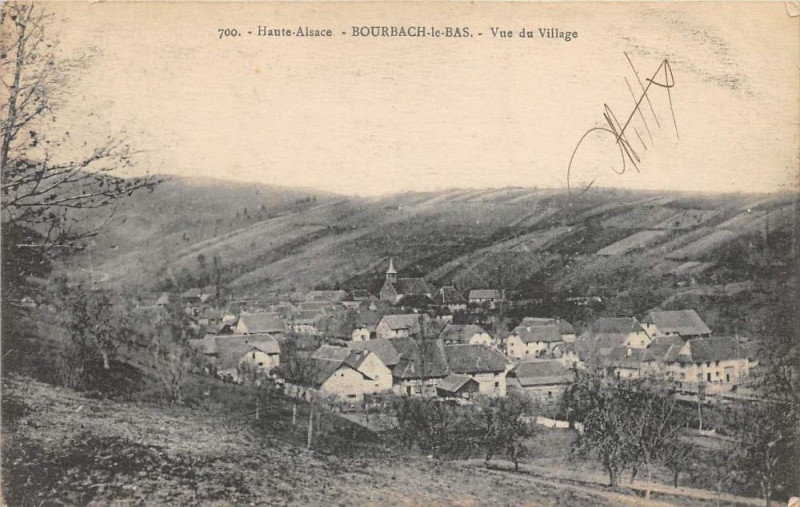Carte postale ancienne Bourbach Le Bas Vue Du Village à Bourbach-le-Bas