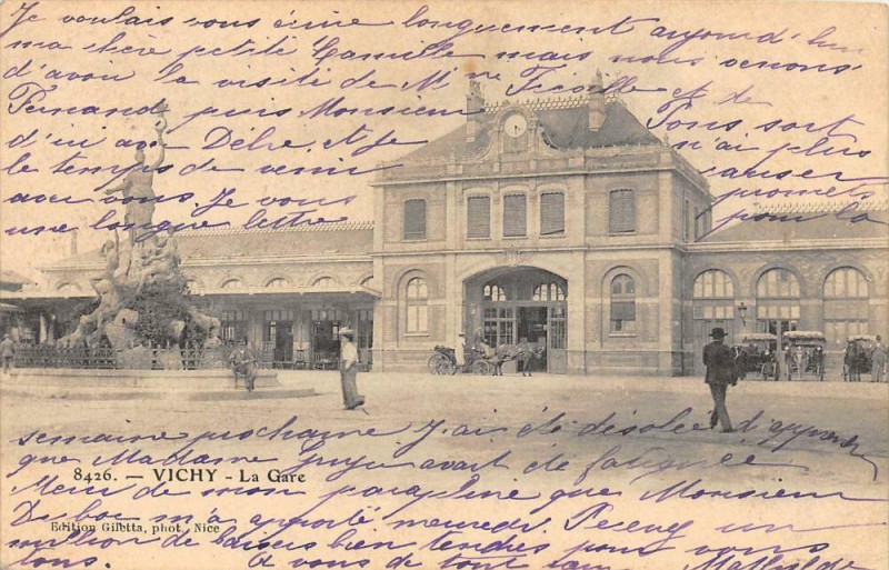 Carte postale ancienne Vichy La Gare (dos non divisé) à Vichy