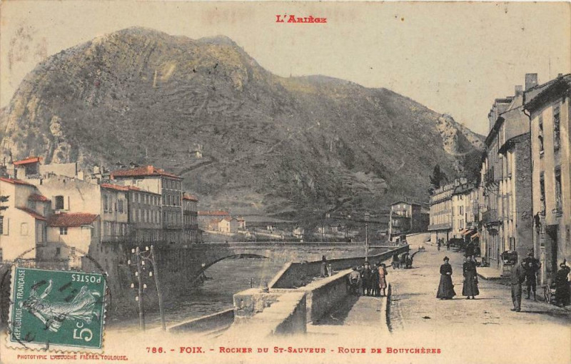Carte postale ancienne Foix Rochers Saint-Sauveur Rte Bouycheres (frais de port offert à Foix