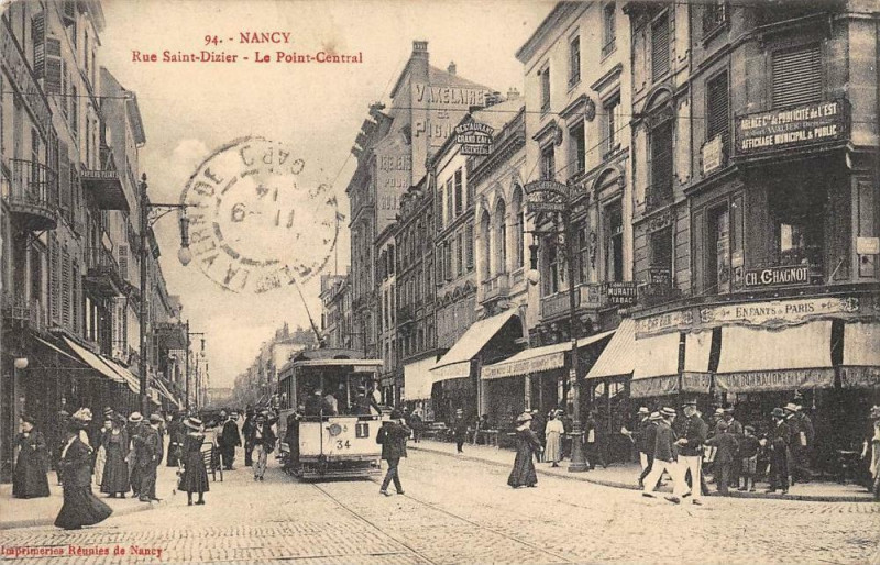 Carte postale ancienne Nancy Rue St Dizier Point Central à Nancy