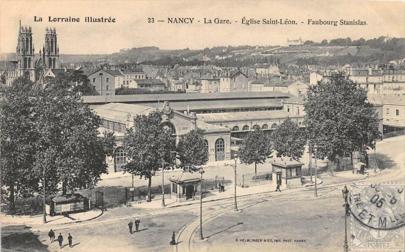 Carte postale ancienne Nancy La Gare Eglise Leon Stanislas à Nancy