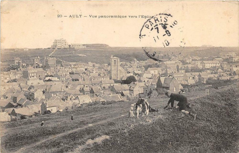 Carte postale ancienne Ault Vue Panoramique Vers L'Eglise (frais de port offert à Ault
