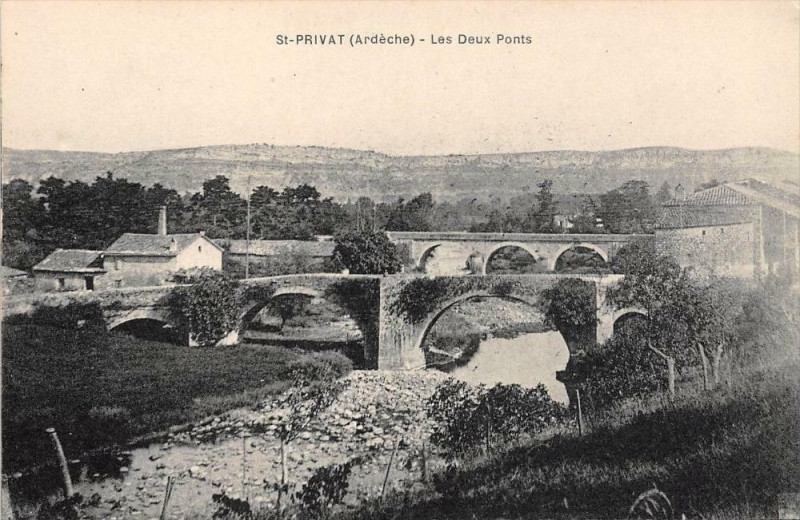 Carte postale ancienne Saint Privat Les Deux Ponts à Saint-Privat