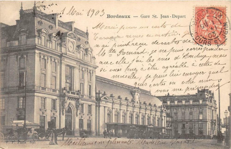 Carte postale ancienne Bordeaux Gare Saint-Jean Depart (dos non divisé) à Bordeaux