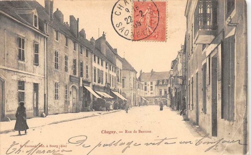 Carte postale ancienne Chagny Rue De Beaune à Chagny