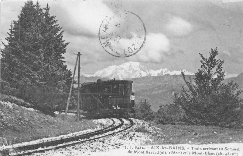 Carte postale ancienne Aix Les Bains Train Arrivant Au Sommet à Aix-les-Bains