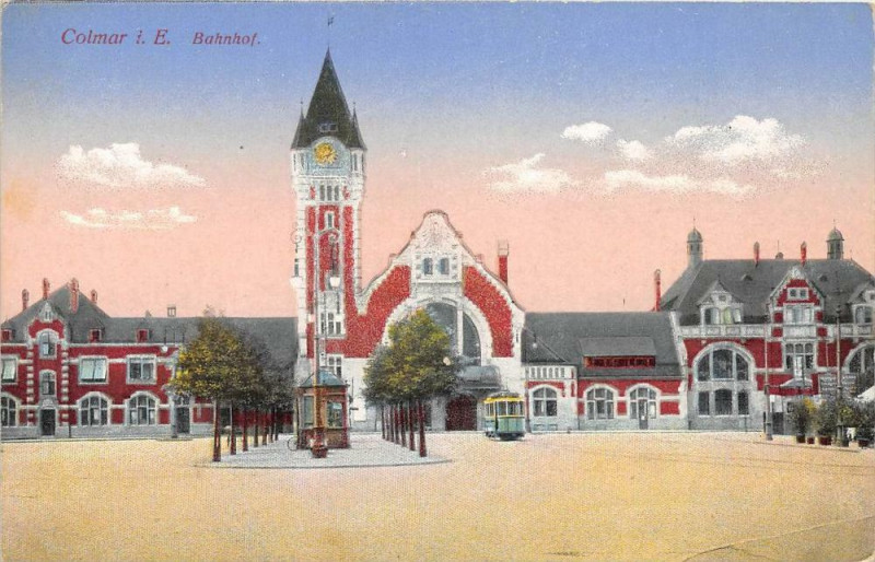 Carte postale ancienne Colmar i E.Bahnhof à Colmar