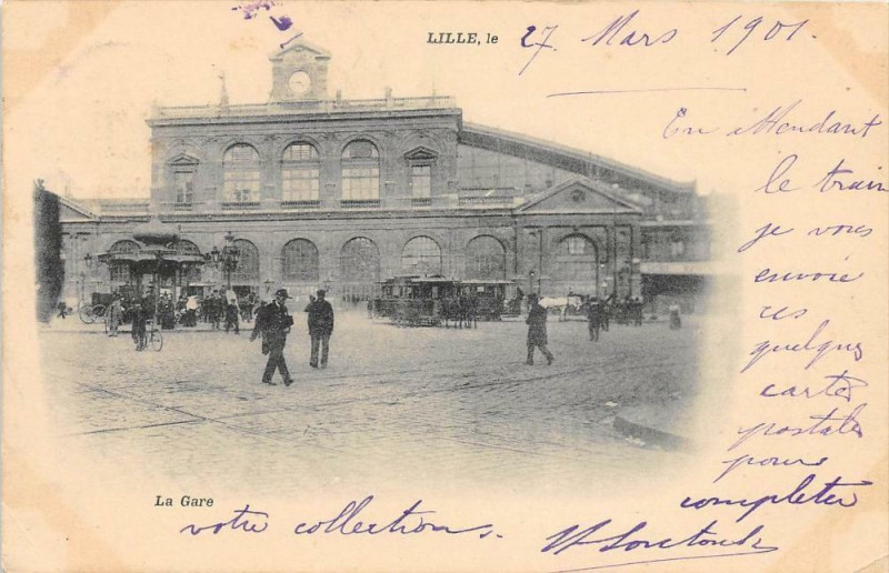 Carte postale ancienne Lille La Gare (dos non divisé) à Lille