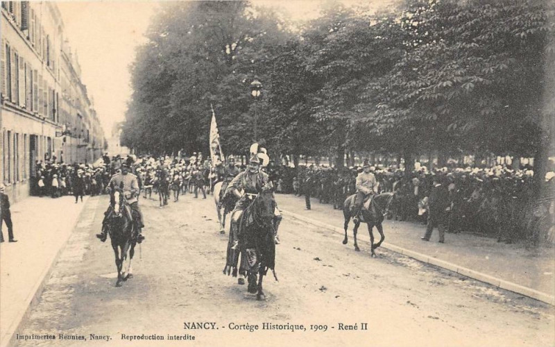 Carte postale ancienne Nancy Cortege Historique 1909 Rene Ii à Nancy