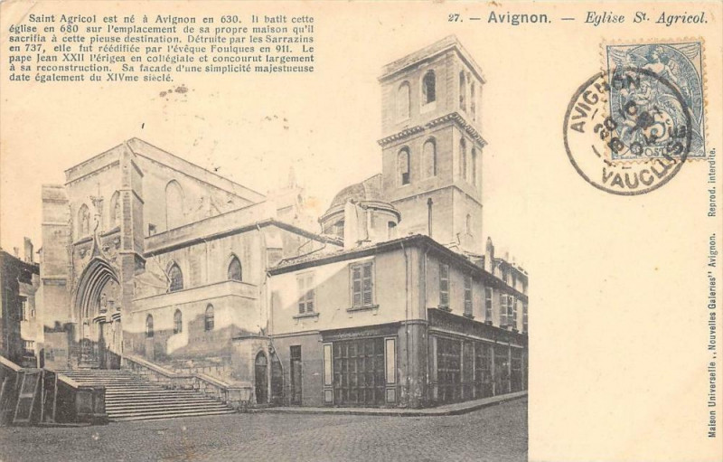 Carte postale ancienne Avignon Eglise St Agricol (dos non divisé) à Avignon