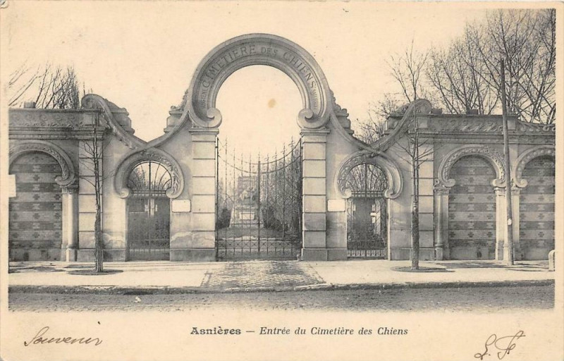 Carte postale ancienne Asnieres Entree Cimetiere Des Chiens (dos non divisé)