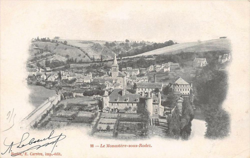 Carte postale ancienne Le Monastere Sous Rodez (dos non divisé) à Rodez
