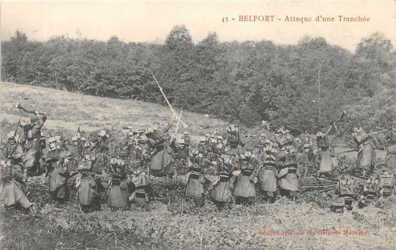 Carte postale ancienne Belfort Attaque D'Une Tranchee à Belfort