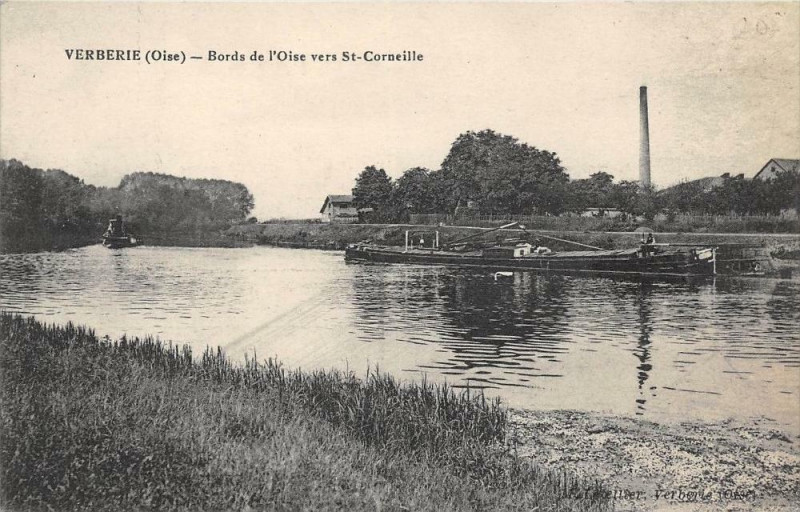 Carte postale ancienne Verberie Bords De L'Oise Vers Saint-Corneille à Verberie