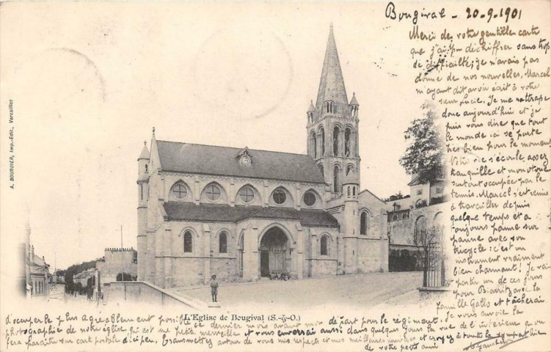 Carte postale ancienne L´EGLISE De Bougival (dos non divisé) à Bougival