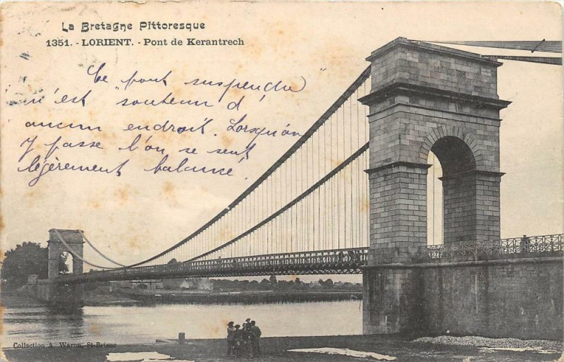 Carte postale ancienne Lorient Pont De Kerantrech à Lorient