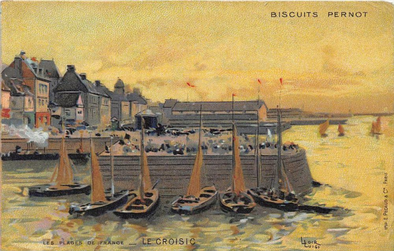 Carte postale ancienne Le Croisic Cpa Illustrateur Publicitaire  Biscuits Pernot au Croisic
