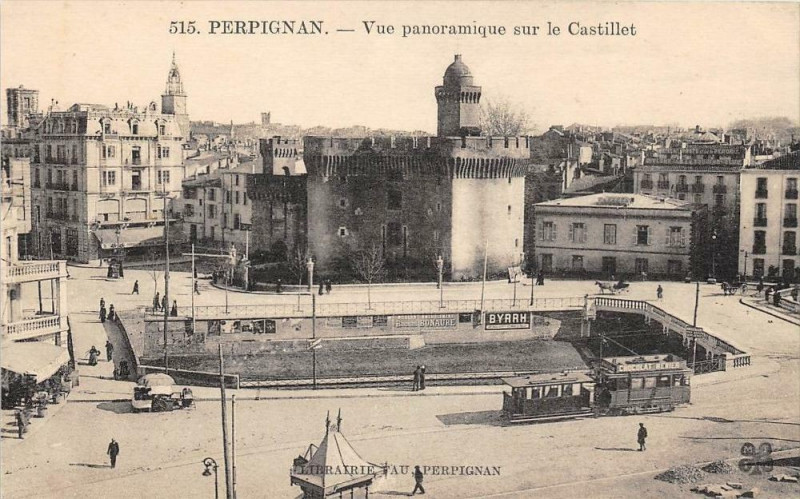 Carte postale ancienne Perpignan Vue Panoramique Sur Le Castillet à Perpignan