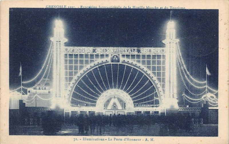 Carte postale ancienne Grenoble Exposition Internationale Houille Blanche Illuminations Porte Ho à Grenoble