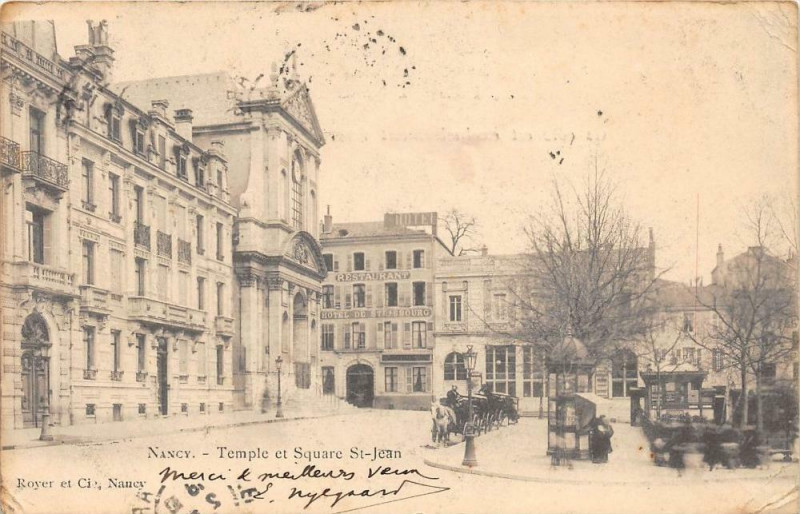 Carte postale ancienne Nancy Temple Et Square Saint-Jean (dos non divisé) à Nancy