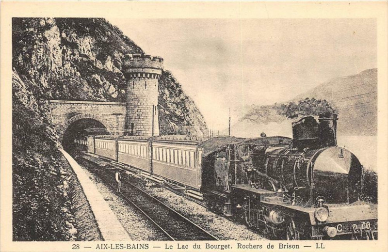 Carte postale ancienne Aix Les Bains Le Lac Du Bourget (Train Tres Gros Plan à Aix-les-Bains