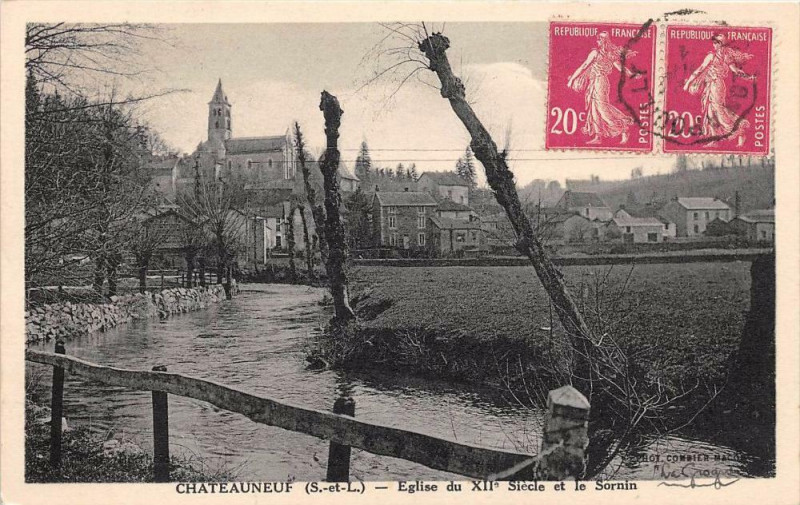 Carte postale ancienne Chateauneuf Eglise Et Sornin à Châteauneuf