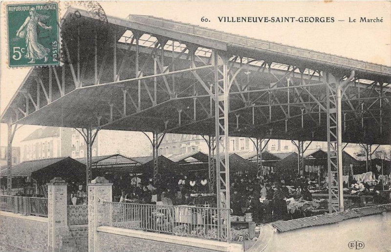 Carte postale ancienne Villeneuve Saint Georges Le Marche à Villeneuve-Saint-Georges