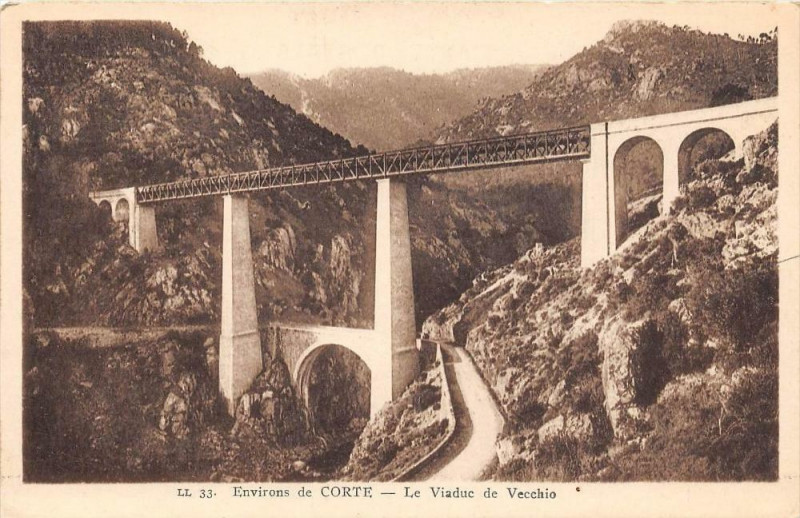 Carte postale ancienne 20 Corse Environs De Coret Le Viaduc De Vecchio