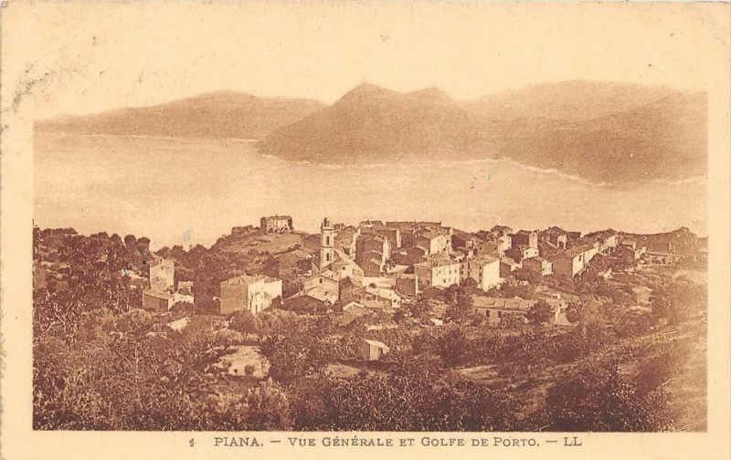 Carte postale ancienne 20 Corse Piana Vue Generale Et Golfe De Porto à Piana