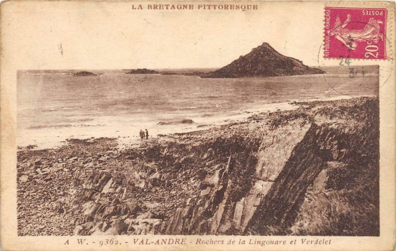 Carte postale ancienne Val Andre Rochers De La Lingouare Et Verdelet