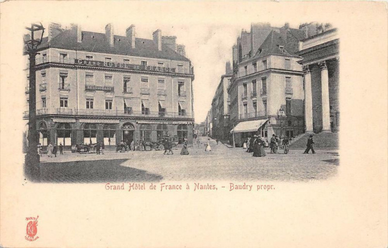 Carte postale ancienne Nantes Grand Hotel De France Baudry Propr.(Dos non divisé) à Nantes