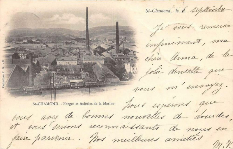 Carte postale ancienne Saint Chamond Forges Et Acieries De La Marine (dos non divisé) à Saint-Chamond
