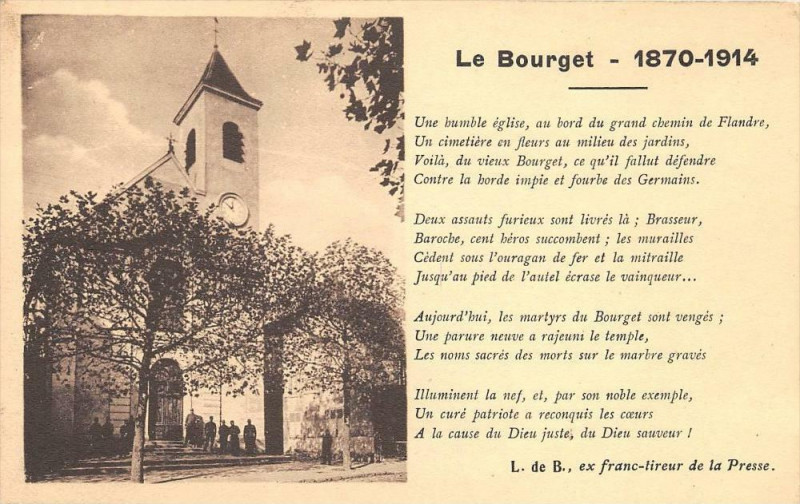 Carte postale ancienne Le Bourget Eglise