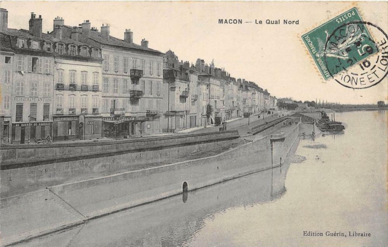 Carte postale ancienne Macon Le Quai Nord à Mâcon