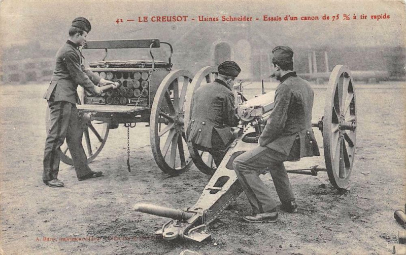 Carte postale ancienne Le Creusot Usine Schneider Essai D'Un Canon au Creusot