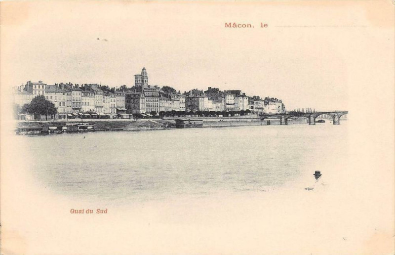 Carte postale ancienne Macon Quai Du Sud (dos non divisé) à Mâcon