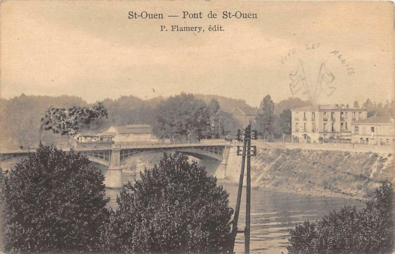 Carte postale ancienne Pont de Saint-Ouen à L'Île-Saint-Denis